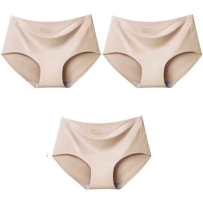 AOTOLK Lot de 3 culottes sans couture taille XXL pour femme, taille mi-haute, respirantes, en soie g