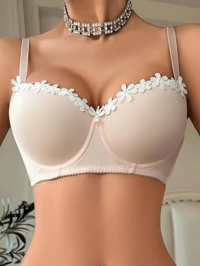 Soutien-gorge Femme Push Up Armature Rembourré Couverture Complète T-Shirt Bretelles Réglables Décol