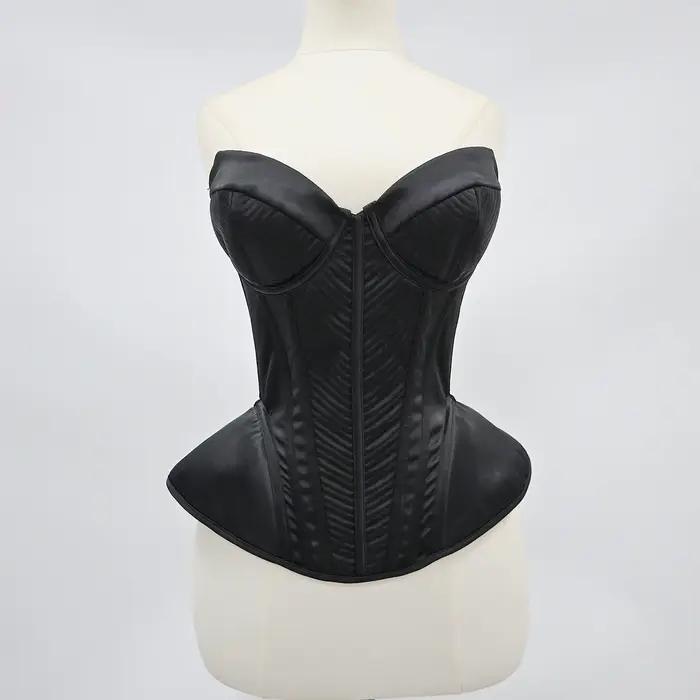 Corset bustier fantaisie pour femme avec soutien-gorge intégré, style vintage français, couleur unie