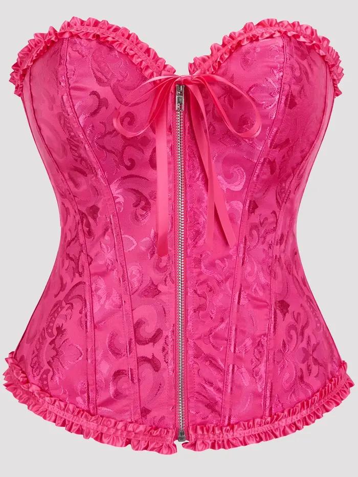 Corset zippé pour femme, style gothique, bustier, corselet overbust, avec sangle de modelage à ferme