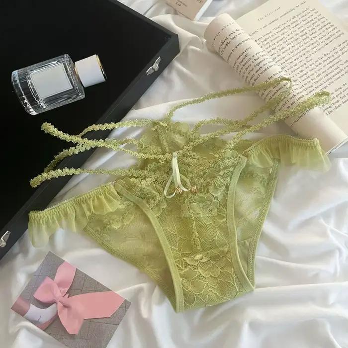 Culottes en soie glacée Sweet with Bell, sans couture, avec entrejambe en coton, dentelle et nœud, c