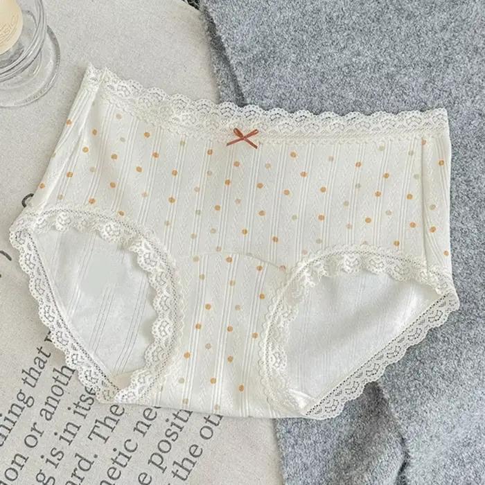 Culottes en coton à nœud floral, rayures et pois, lingerie pour femme, dentelle à carreaux, motif fl