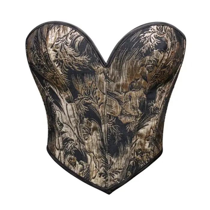 Corset court sexy pour femme, style médiéval vintage, imprimé floral, à lacets, bustier sculptant, p