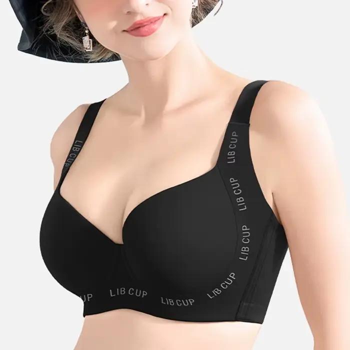 Soutien-gorge push-up à larges bretelles pour femme, lingerie féminine sans couture, grande taille, 
