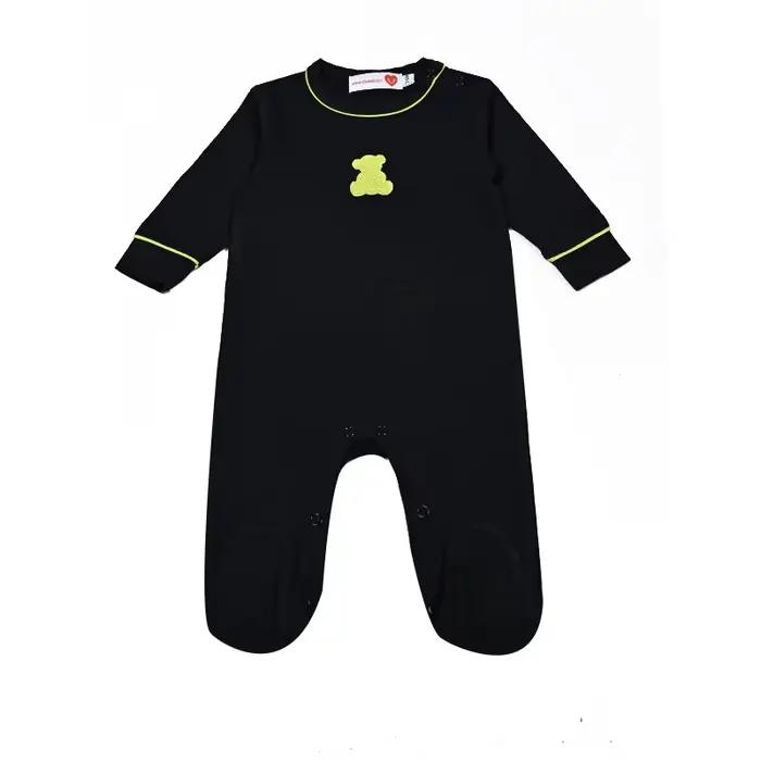 Ensemble de pyjamas assortis pour la famille, haut et pantalon en modal noir et bleu marine, design 
