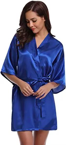 Robe en Satin femme Lingerie intime vêtements de nuit soyeux mariée cadeau de mariage décontracté Ki