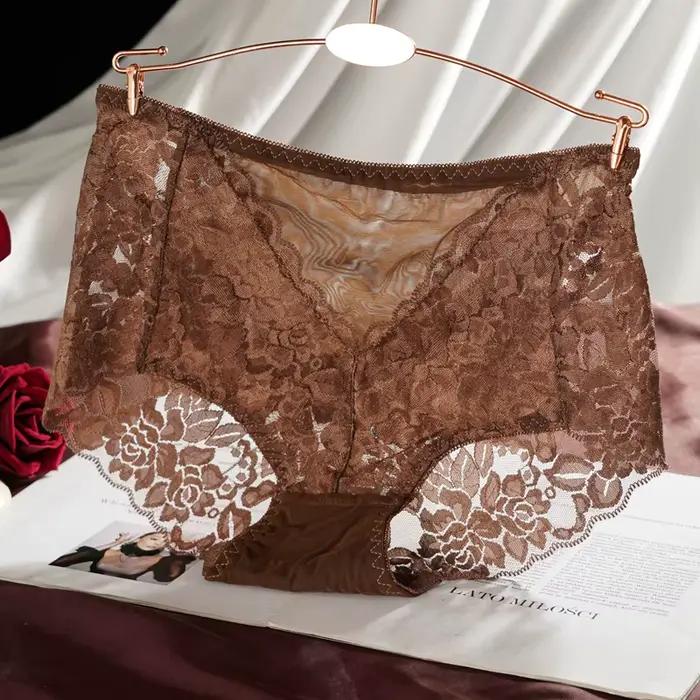 Culottes transparentes en dentelle pour femmes, sous-vêtements sexy, confortables, respirants, linge