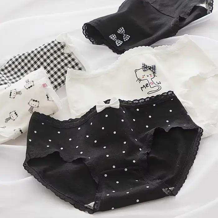 5 pièces culottes pour femmes dessin animé sous-vêtements en coton Shorts Sexy femme Triangle doux r