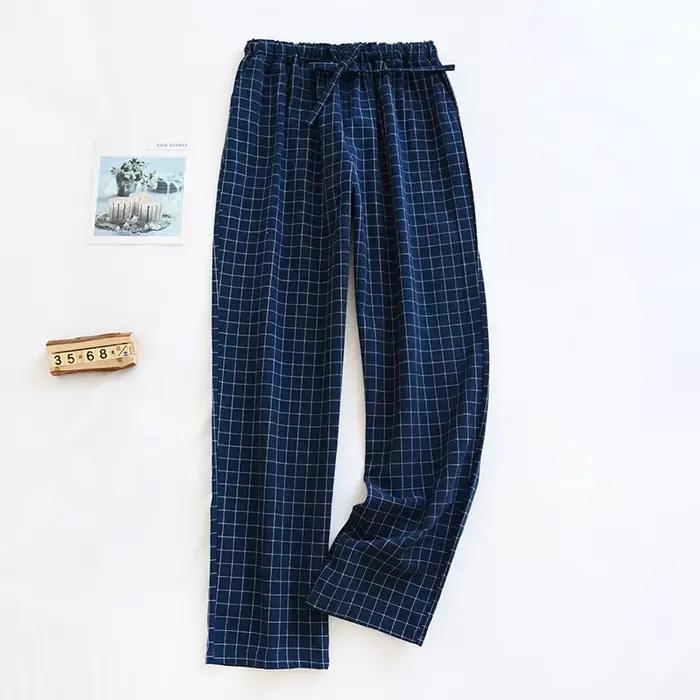 Pantalon de pyjama femme en coton, pantalon d'intérieur à carreaux automne-hiver, taille élastique, 