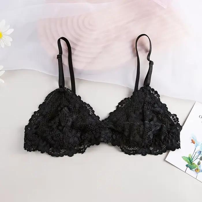Soutien-gorge en dentelle pour femmes, 1 pièce, sous-vêtements fins, transparents, Sexy, Lingerie fé