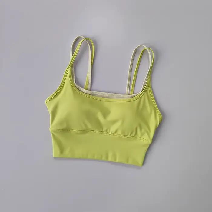 Soutien-gorge de sport pour femmes, absorbant les chocs, Double sangle de poitrine, gilet de Yoga, s