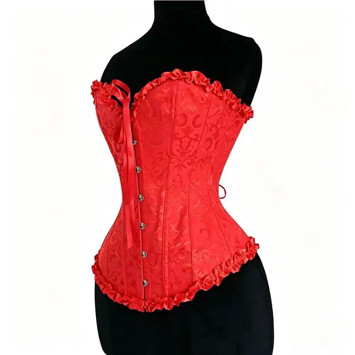 Corsets pour femmes, lingerie sculptante, corset rouge vintage overbust avec bretelles, sexy, à lace