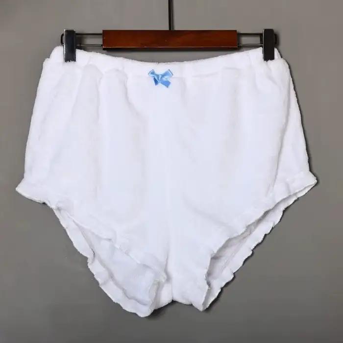 Culottes épaisses et chaudes en flanelle blanche, taille élastique, toucher doux, avec nœud, légères