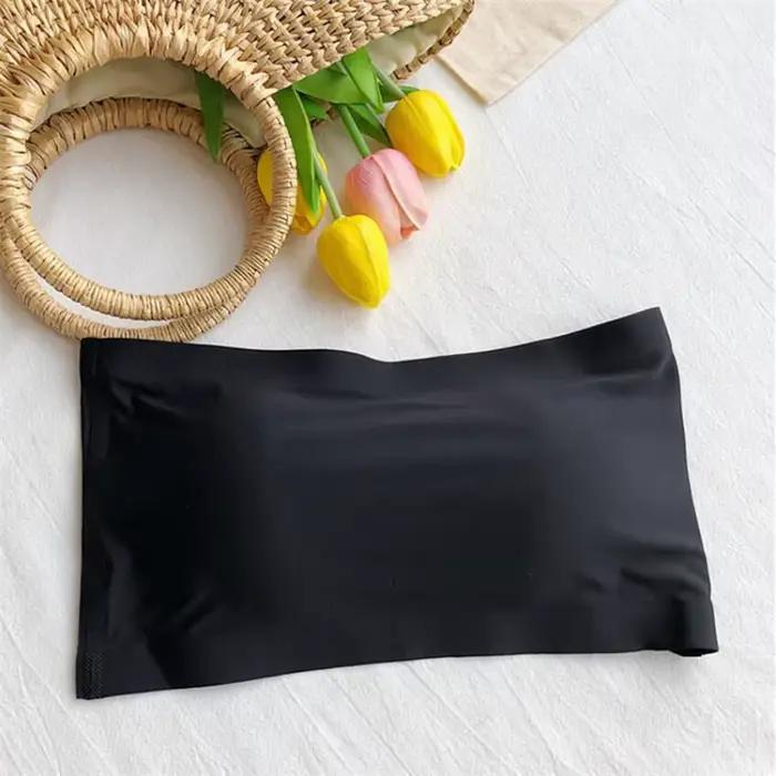 Haut tubulaire une pièce sans couture pour femmes, coussinets amovibles, intimes, basique, noir/blan
