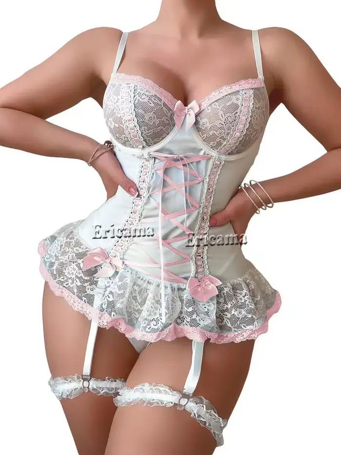 Ensembles de soutiens-gorge érotiques en dentelle, sous-vêtements de poupée, soutien-gorge Transpare