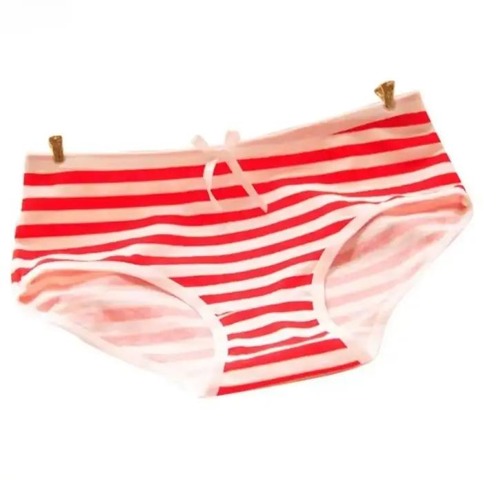 Culottes sexy et mignonnes pour femmes, culottes rayées bleu marine avec nœud papillon, tanga, jolie