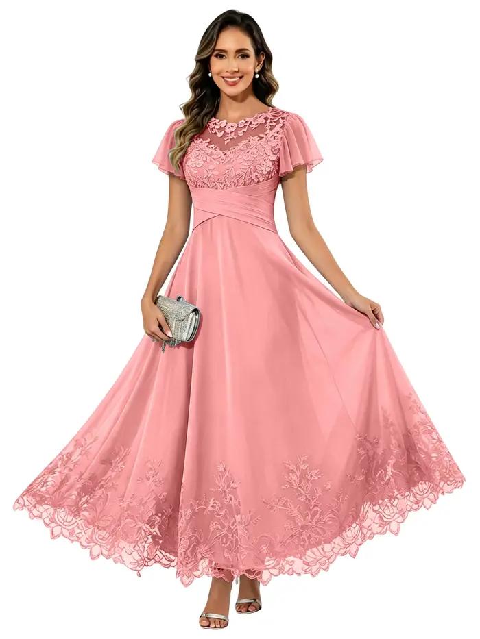 Robes de soirée personnalisées pour la mère de la mariée, avec corset et appliques en dentelle, pour