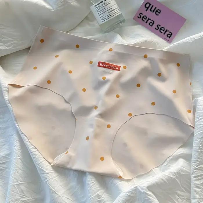 Culottes Douces en Soie Glacée à Pois Taille Moyenne pour Femme – Sous-vêtements Confortables et San