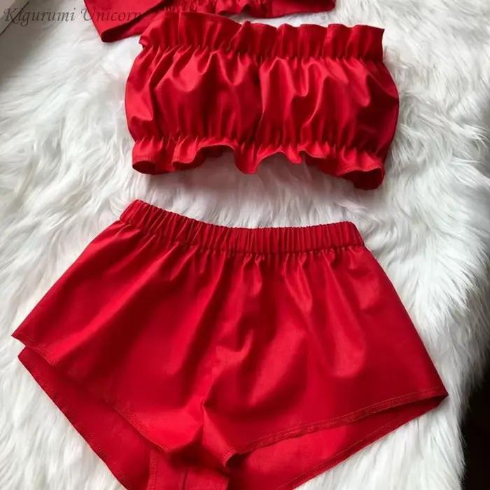 Ensemble pyjama en Satin de soie pour femmes, vêtements de nuit sexy, sans manches, vêtements de mai