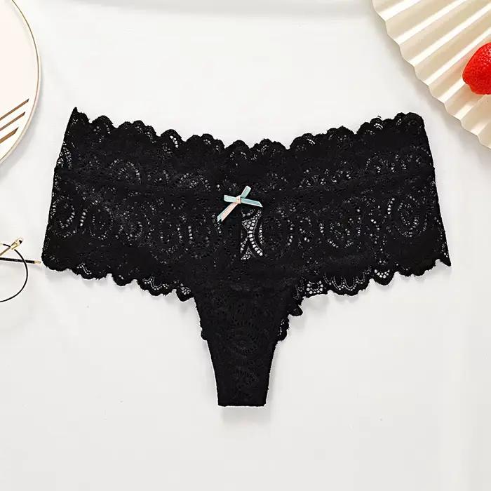 Culotte en coton taille haute pour femmes, sous-vêtements féminins, string sexy, culotte en dentelle