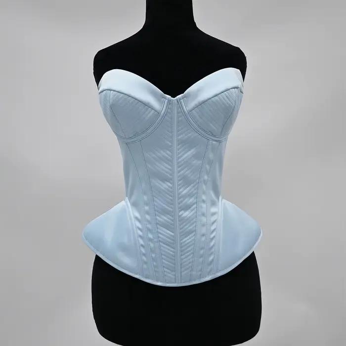 Corset bustier fantaisie pour femme avec soutien-gorge intégré, style vintage français, couleur unie
