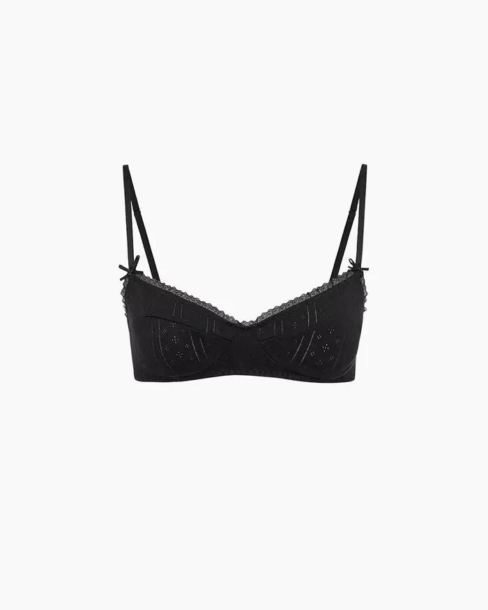 COU Soutien-gorge Camisole Rétro Noir et Blanc Confortable pour Femme avec Dentelle Légère Sans Arma