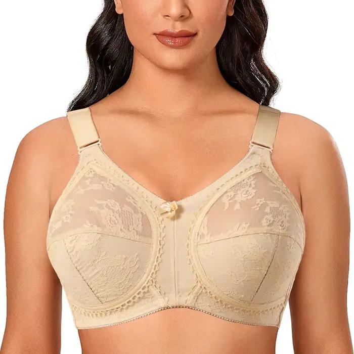 Soutien-gorge Sexy grande taille pour femmes, sous-vêtements en dentelle translucide, mousseline de 