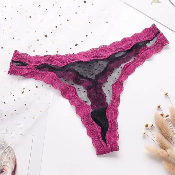 Tongs pour femmes mode taille basse doux femmes Sexy dentelle string maille transparente panneaux co