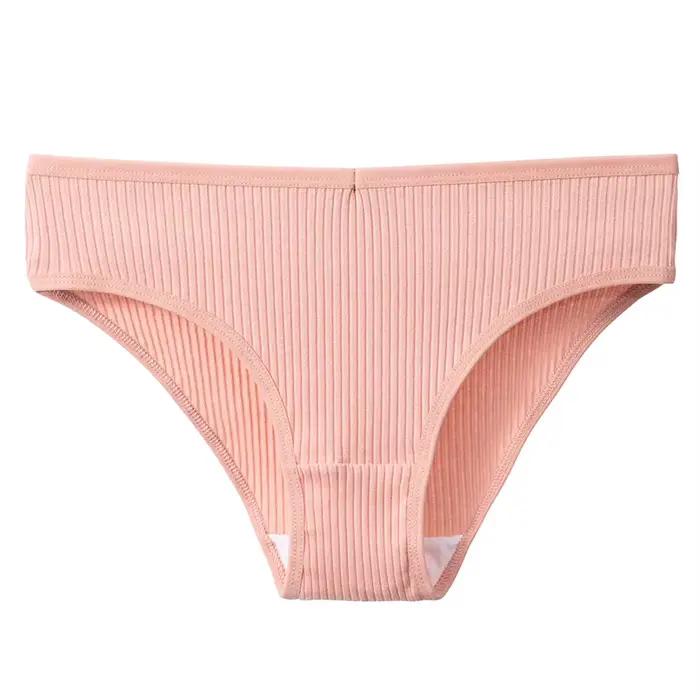 Culottes en coton doux pour femmes, sous-vêtements pour femmes, lingerie à rayures, culottes monochr
