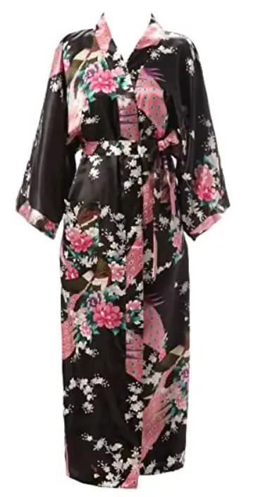 Robe de Nuit en Rayonne pour Femme, Vêtement de Maison à Fleurs, Kimono Décontracté, Sexy, Surdimens