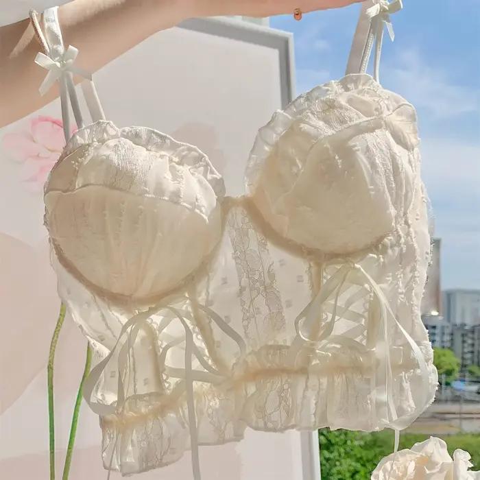 Corset rétro, soutien-gorge à lacets croisés en dentelle Lolita, sous-vêtement de style japonais san