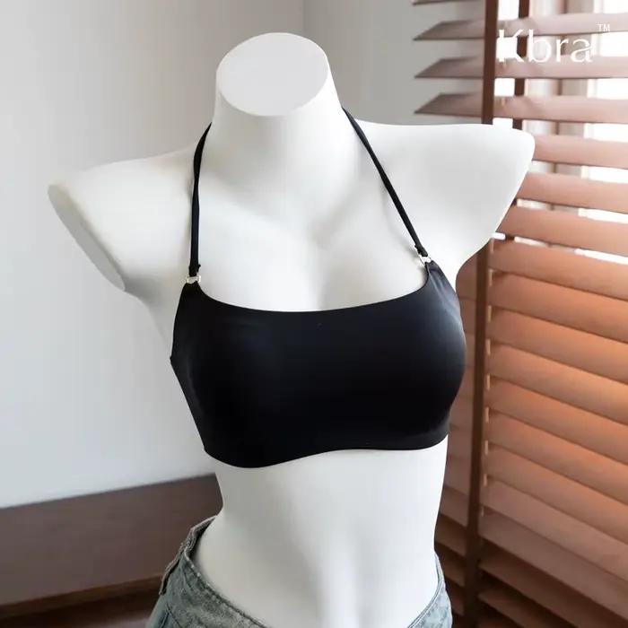 Soutien-gorge Halter sans couture et sans dos pour femme, sans armatures, push-up, anti-affaissement