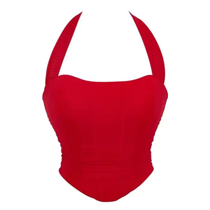 Corset Halter Crop Top pour femme, caraco court, précieux, été, sexy, élégant, boîte de nuit, soirée