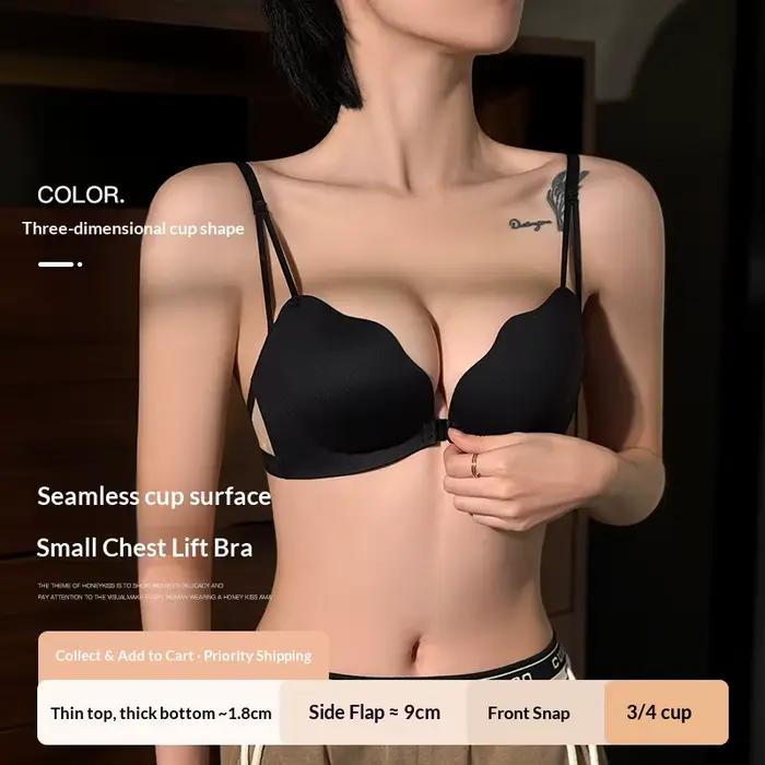 Soutien-gorge dos nu à fermeture avant pour femme : petite taille, push-up, liftant, sans couture, s