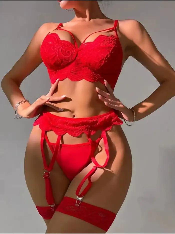 Sexi Babydoll dentelle soutien-gorge et culotte ensemble Perspective sexe Costumes érotiques ensembl