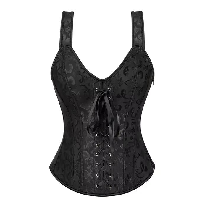 Corset rose pour femmes, bretelles, haut bustier Sexy, gilet, fermeture éclair, Lingerie, grande tai