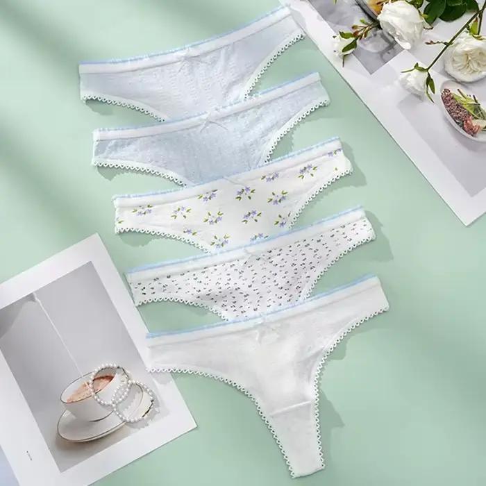 5 pièces Sexy coton sans couture femmes culottes nœud papillon mode mignon Garish respirant dames st