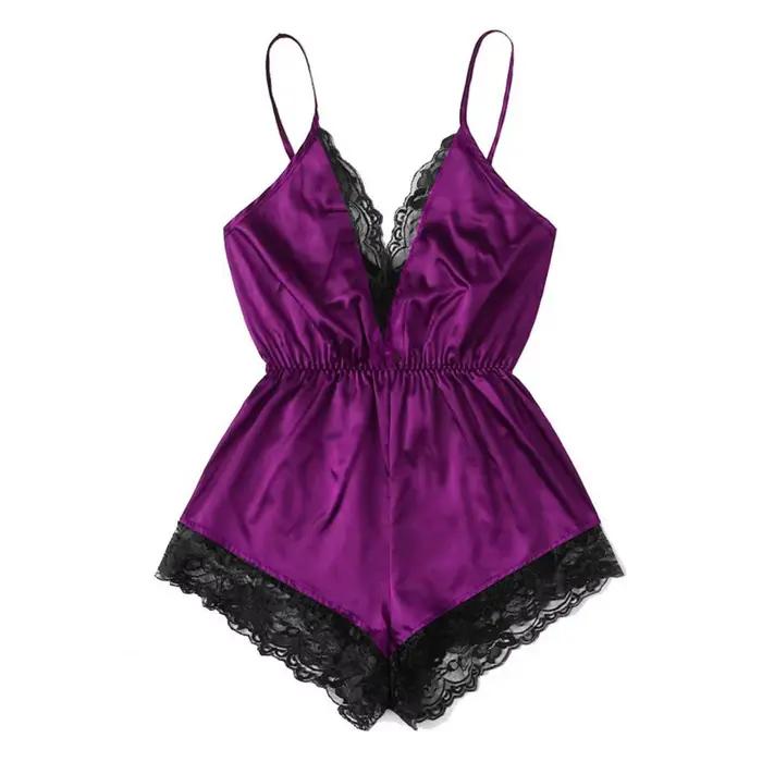 Lingerie sexy vêtements de nuit fronde soyeux vêtements de nuit confortables femmes soie Satin sans 