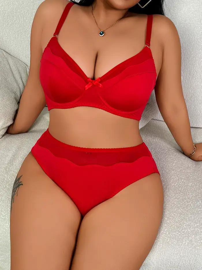 Ensemble de lingerie minimiseur grande taille, soutien-gorge de soutien rouge sexy lisse sans coutur