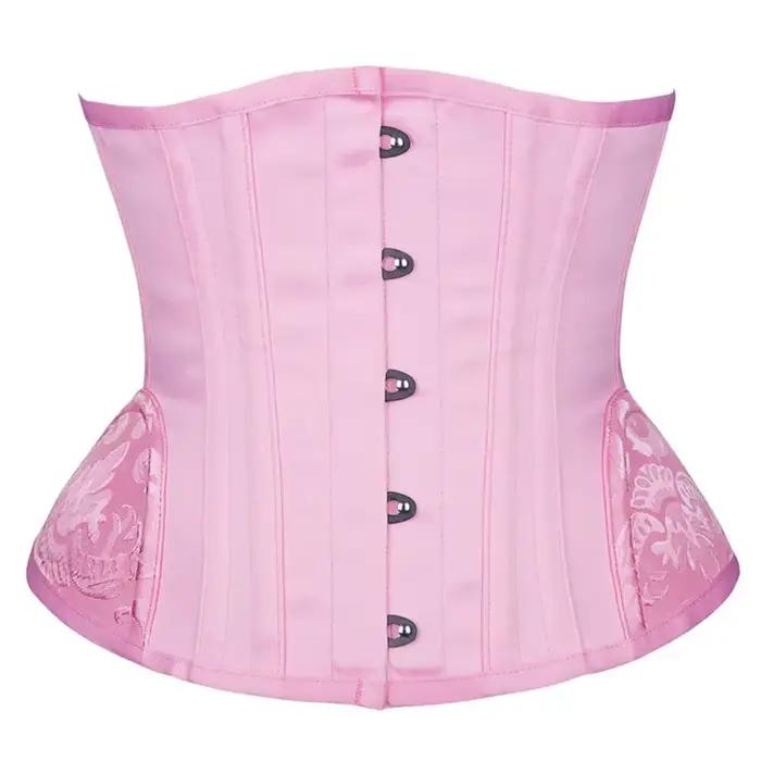 Corset rose pour femmes, bustier Vintage sous le buste, cintré à la taille désossé en acier avec our