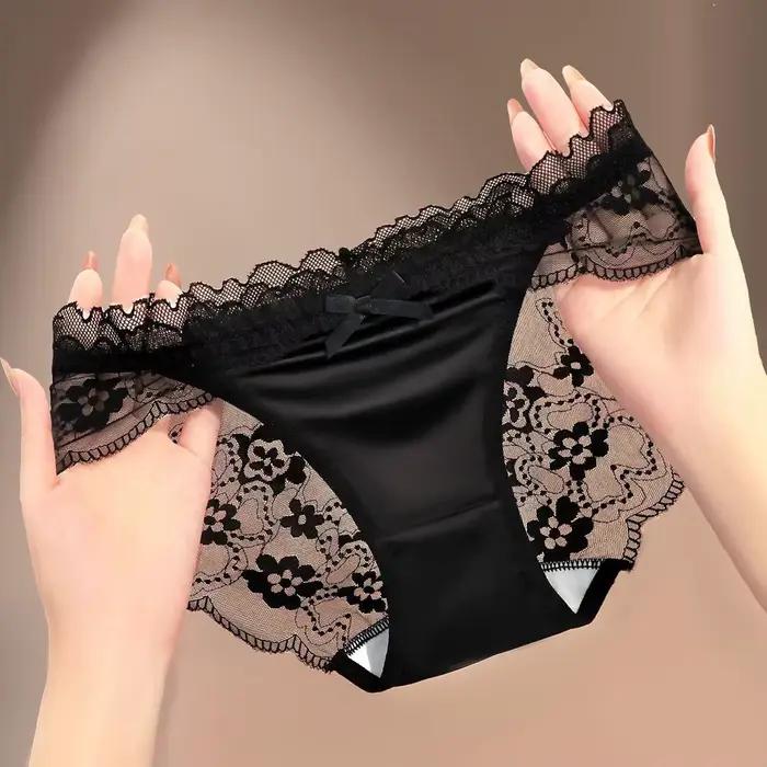 Culottes pour femmes, sous-vêtements sexy en satin, doux et confortables, grande taille, avec nœud p