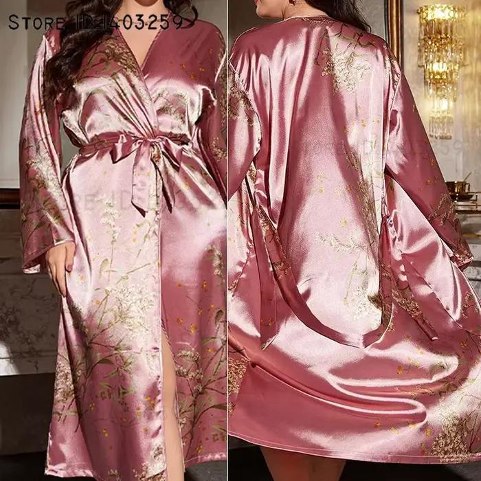 Grande taille femme longue Robe Lingerie printemps été nouveaux vêtements de nuit maison Robe de cha
