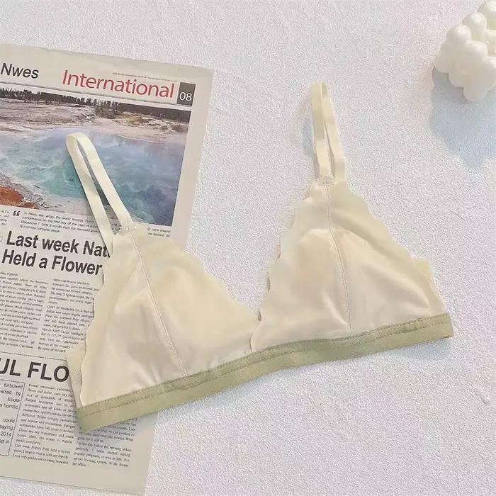Bralette fine en dentelle romantique française pour femme, petit soutiens-gorge d'oreille de lapin r