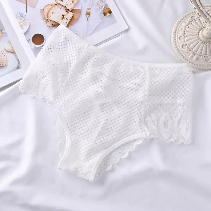 Culotte femme Sexy femmes dentelle garniture sous-vêtements taille haute culotte évider sous-vêtemen