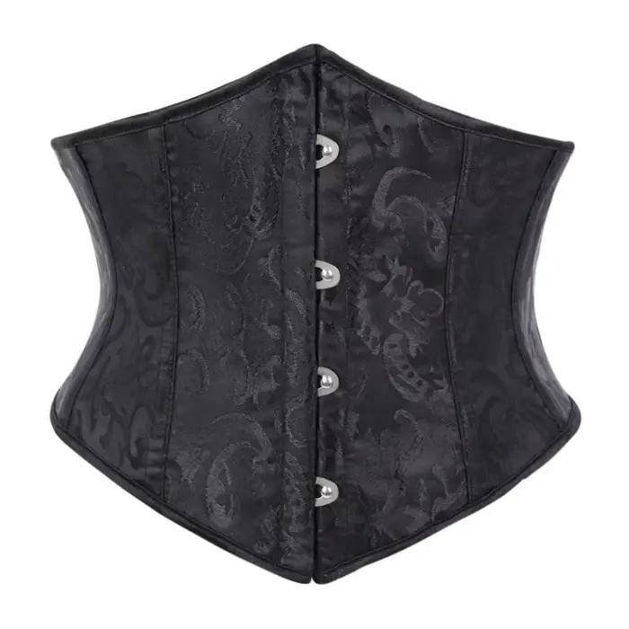 Corset vintage blanc jacquard, cincher de taille, bustier sous-poitrine, gaine amincissante pour fem