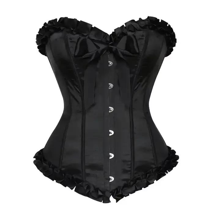 Haut Corset à lacets Vintage gothique rayé Sexy Satin surbuste Bustier Shaper victorien femmes Korse