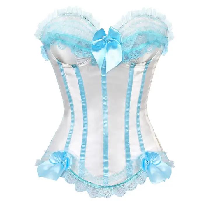 Corset rose pour femme, bustier victorien, rayé, sexy, surbuste, taille, amincissant, princesse, cos