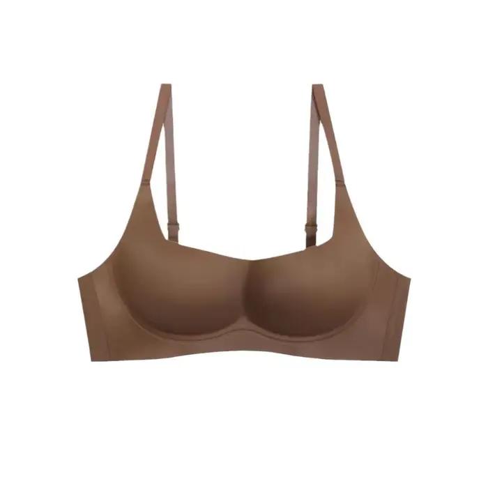 Soutien-gorge intégré pour femmes, couleur unie, moulant dans le dos, sous-vêtements d'été, respiran