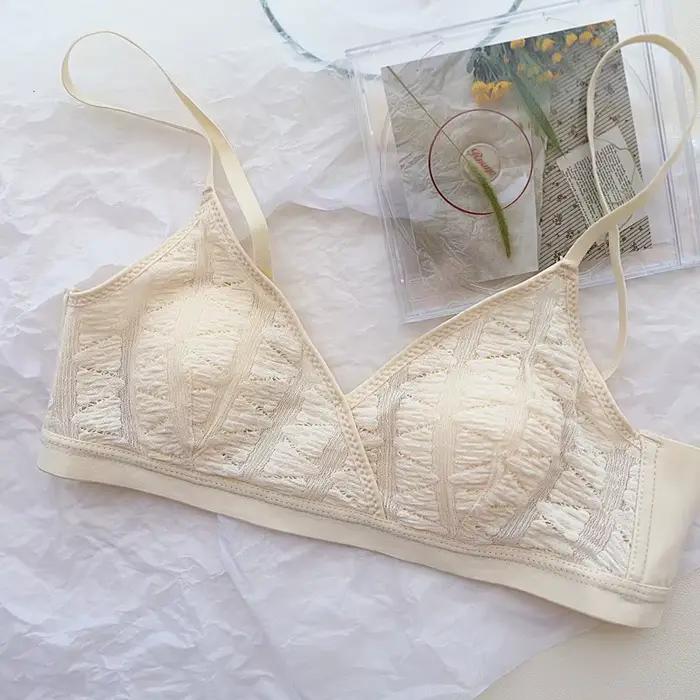 Soutien-gorge fin sans coussin de poitrine pour femme, lingerie en dentelle sexy, haut tubulaire à d