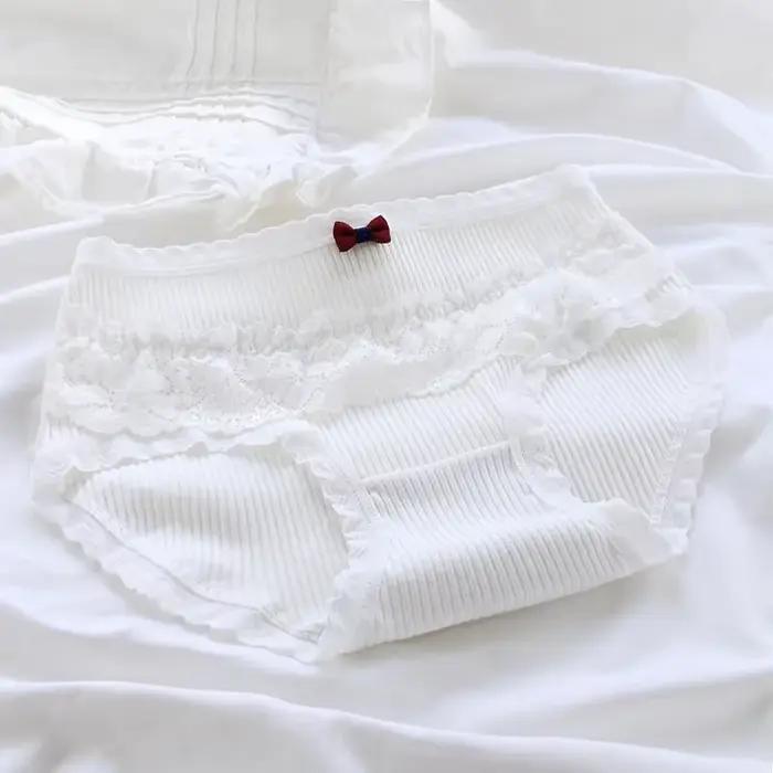 Sous-vêtements pour fille, en coton, joli tricot, taille moyenne, culotte pour jeune fille, mignonne